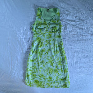 VTG Y2K Pastel Green Floral Sleeveless Dress Women's M Fairy Feminine Romantic